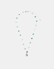 Sterling Silver-Plated Beaded Leaf Pendant Necklace, , large