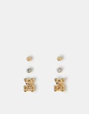 3-Pack Teddy Bear Stud Earrings, , large