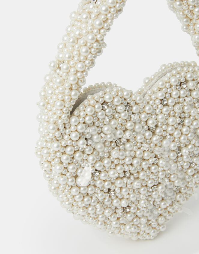 Bridal Pearl Heart Handbag, , large